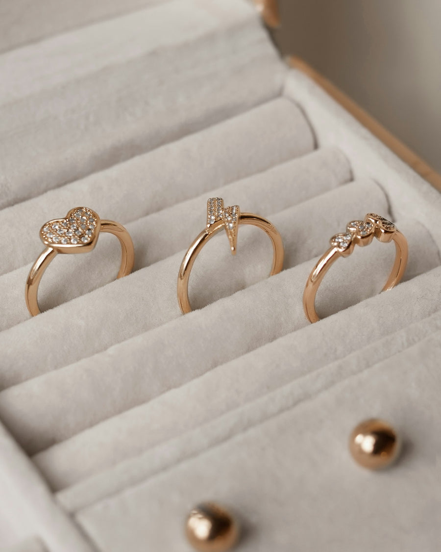 Three stacking rings in a white box