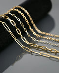 Chunky paperclip chains laid out