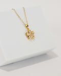 Gold coin pendant on a white box