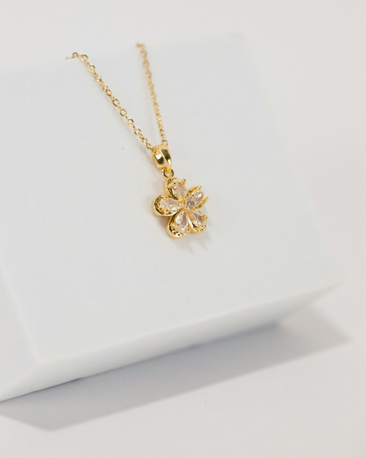 Gold coin pendant on a white box