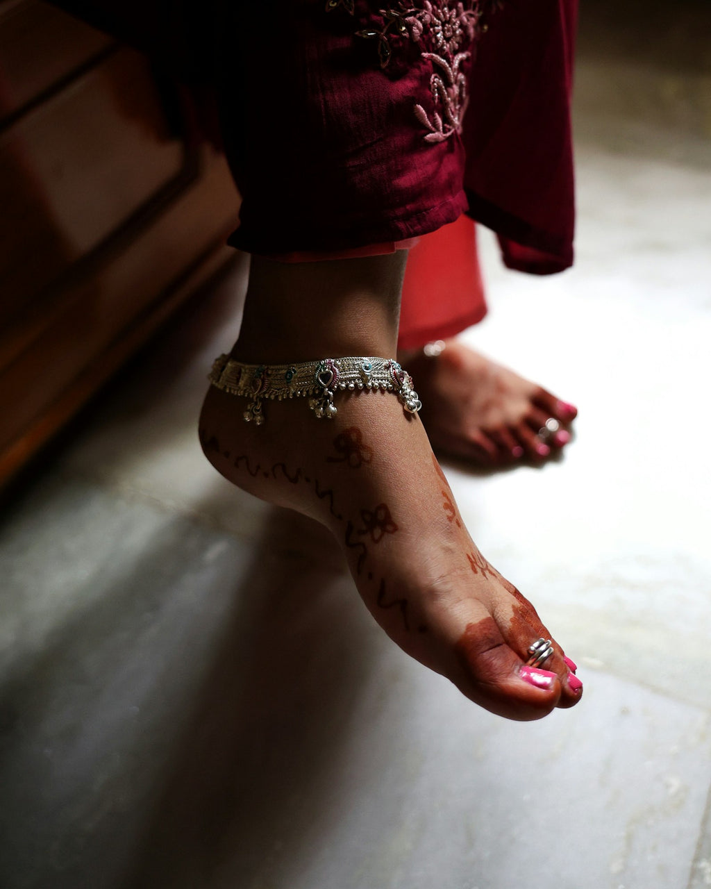 Anklet worn with a festive outfit